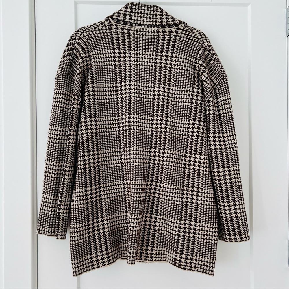 NWOT Zara houndstooth sweater blazer in espresso - Picture 5 of 6